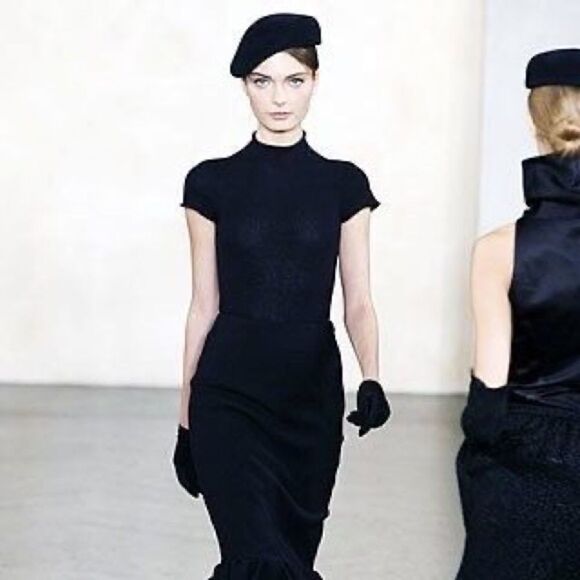 Ralph Lauren Collection ~ Black Cashmere Lined Lamb Suede Fringe Trimmed Gloves - Picture 12 of 16